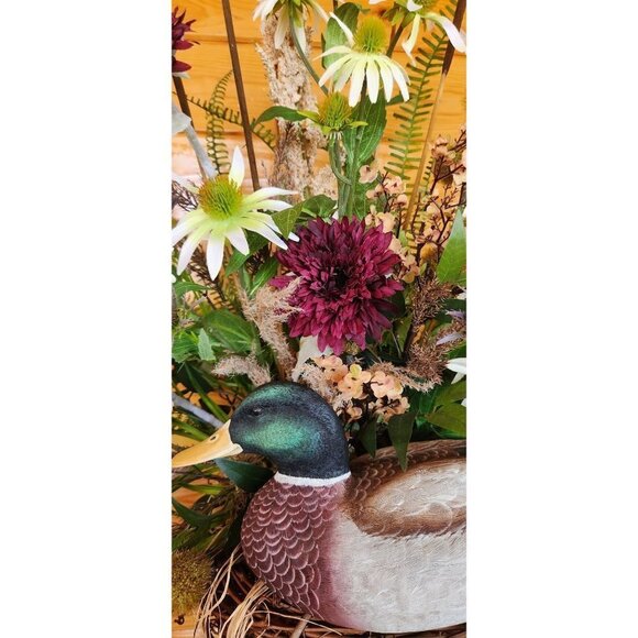 MALLARD DUCK FLORAL Arrangement large floral great entryway or mantel. - Picture 2 of 7